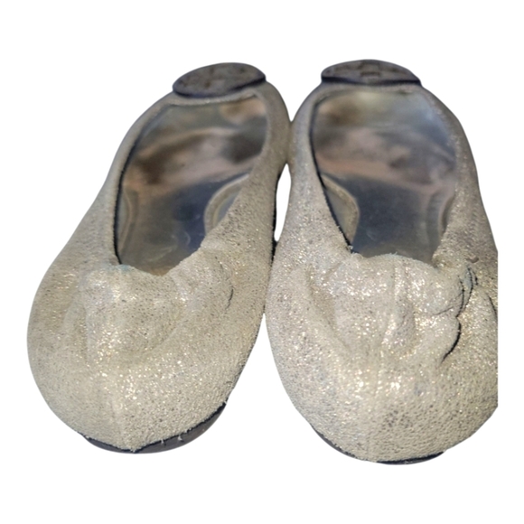 Tory Burch Women's Reva Mettalic Shimmer Silver Leather Ballet Flats Sz 6 1/2 M - Picture 3 of 8